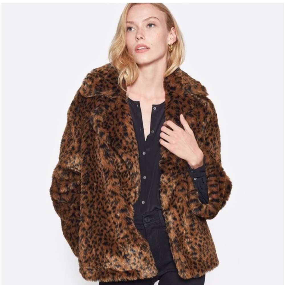 Joie “Kisha” Leopard Print Faux Fur Jacket